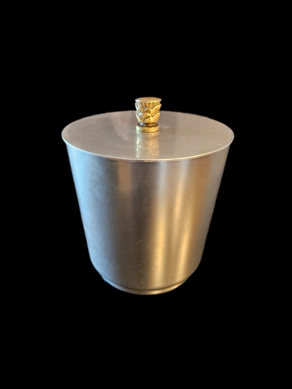 Vintage Kensington Ware Aluminum Ice Bucket Canister Brass Pineapple Finial MCM